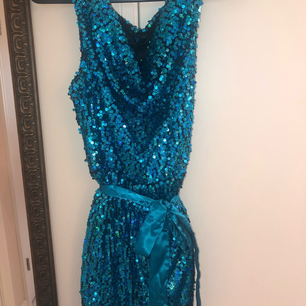 Beautiful turquoise sequin mini dress